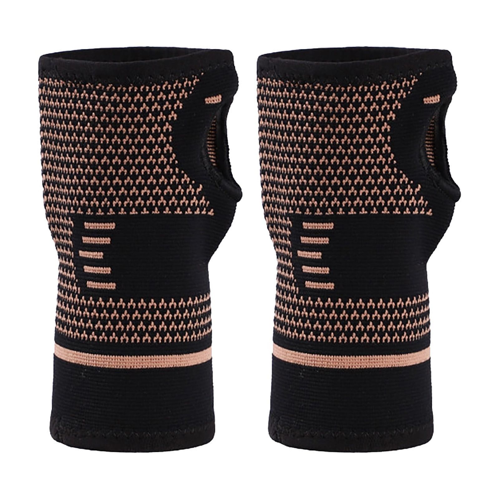 Copper Wrist Compression Sleeve 1 Pair, Comfortable Hand Brace Support for Arthritis, Tendonitis, Sprains, Workout, Carpal Tunnel - Left \u0026 Right - Women and Men